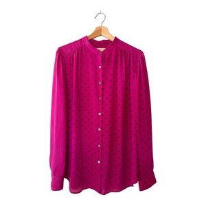 LOFT Cranberry Pink Patterned Blouse